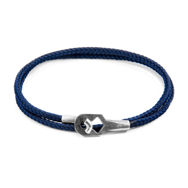 Navy Blue Braided Cord Bracelet - "Tenby"