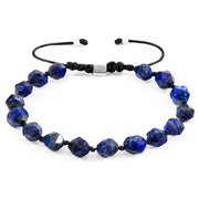 Blue Lapis Lazuli Beaded Macramé Adjustable Bracelet - "Zebedee"