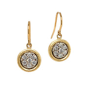 Yellow Gold & Diamond Dangle Earrings - "Mosaic"
