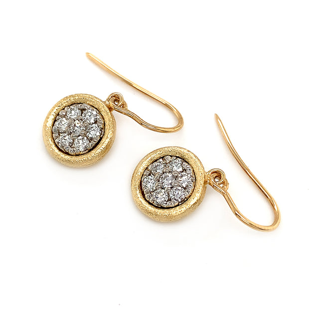 Yellow Gold & Diamond Dangle Earrings - "Mosaic"