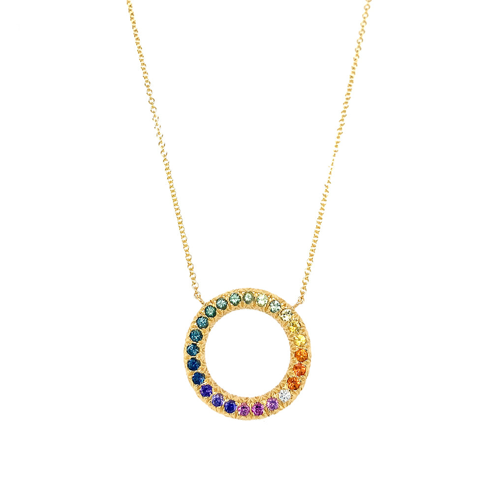 14k Rainbow Sapphire and Diamond Dangle Necklace – S. Carter Designs