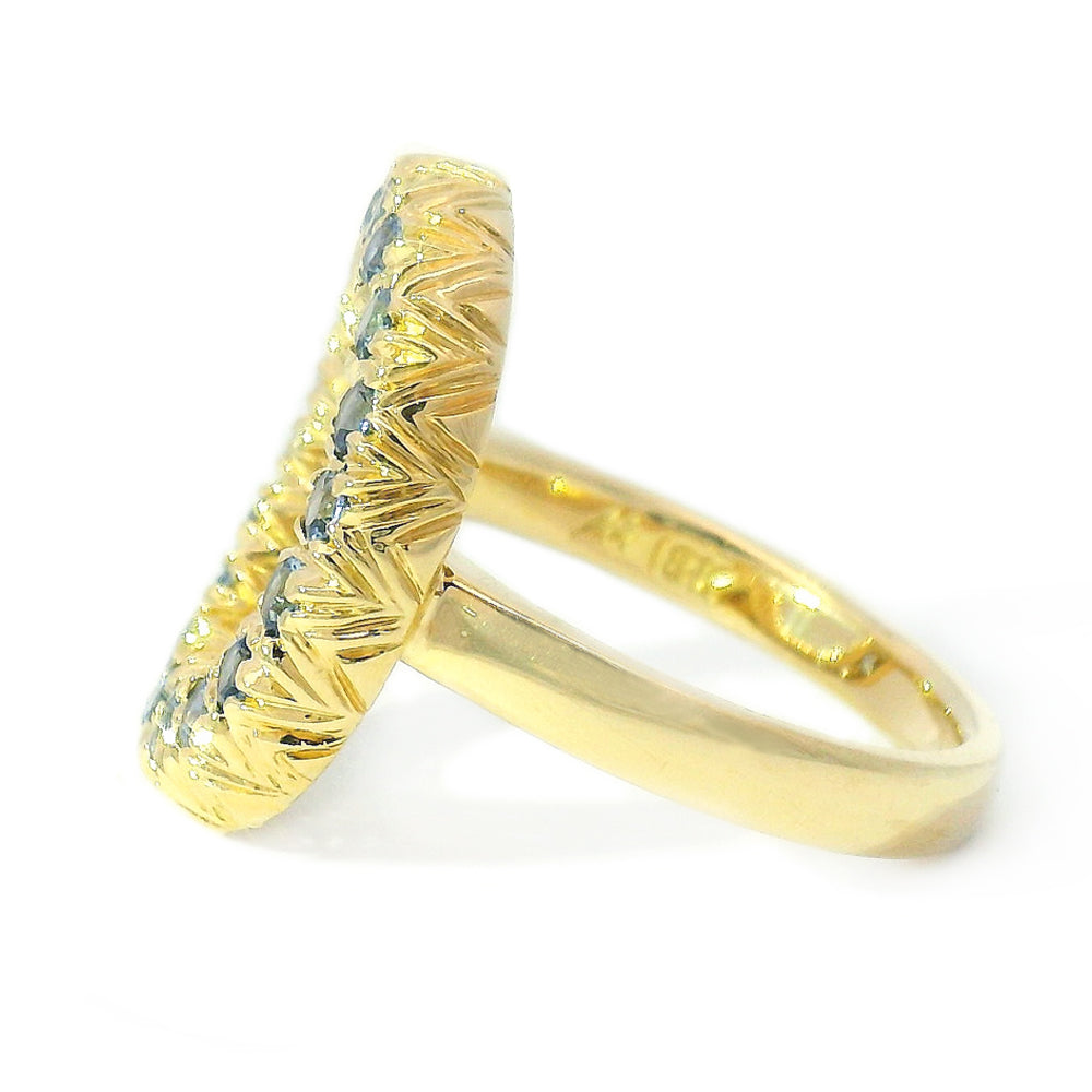 Yogo Sapphire & Yellow Gold Circle Ring - "Wide Embrace"