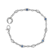 Yogo Sapphire, Diamond & White Gold Station Bracelet - "Yogo Beloved"