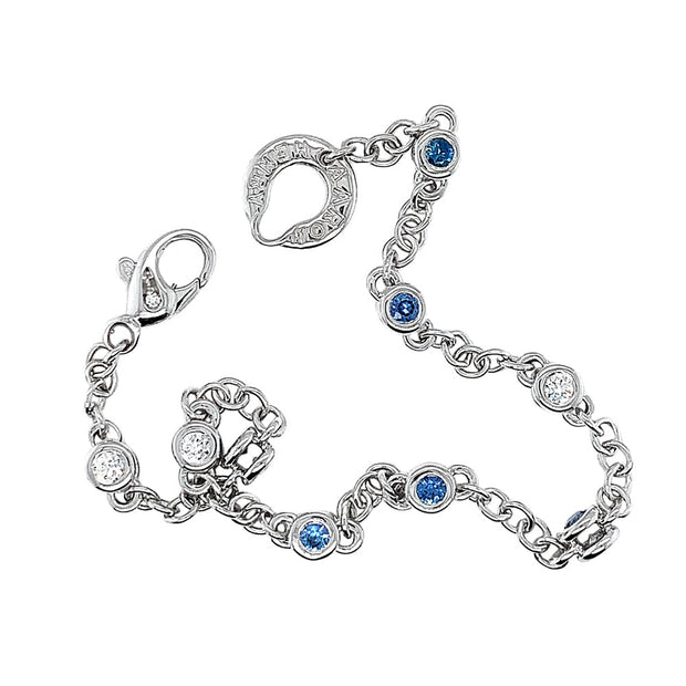 Yogo Sapphire, Diamond & White Gold Station Bracelet - "Yogo Beloved"