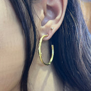 Large Yellow Gold Hoop Earrings - "Olive Branch"