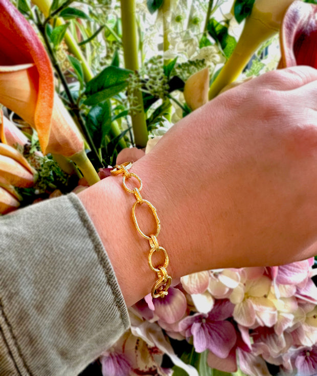 Yellow Gold Link Bracelet "Olive Branch"