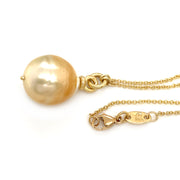 Yellow Gold Necklace with South Sea Pearl - "Cordeila"