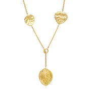 Yellow Gold Lariat Leaf Necklace - "Aspen"