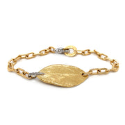 Gold & Platinum Diamond Link Bracelet - "Southern Oak Leaf"