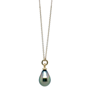 Pistachio Tahitian Pearl Drop Necklace -