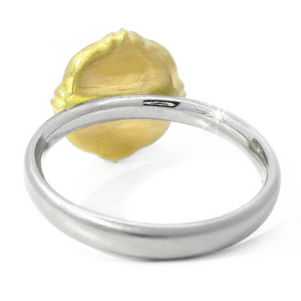 Oval Bi-Color Green & Pale Yellow Montana Sapphire Ring -"Lotus"