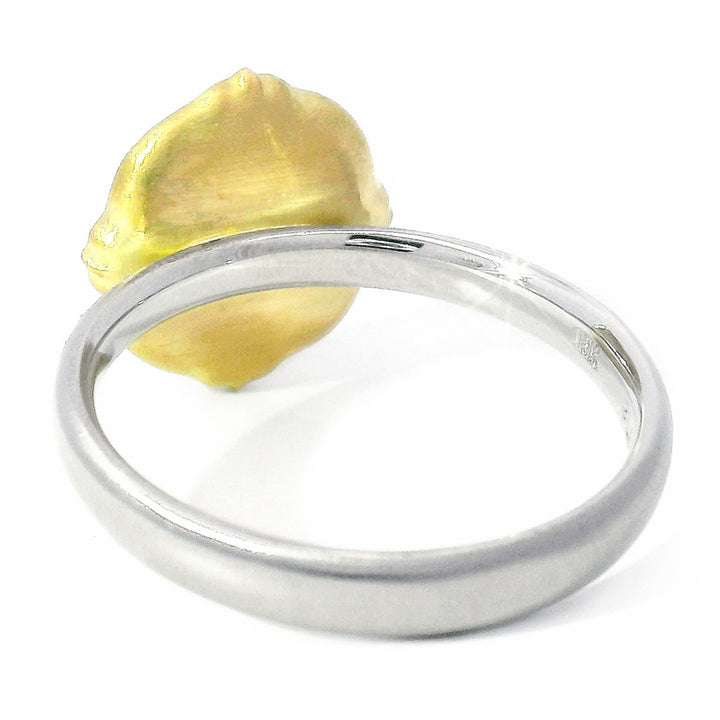 Rose Cut Light Spring Green Montana Sapphire Ring - "Lotus"