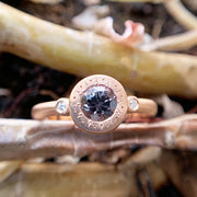 Rose Gold and Montana Sapphire Ring - "Shimmering Storm"
