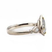 adel chefridi 18K white gold pear diamond engagement ring side