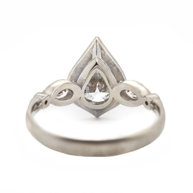 White Gold & Pear Diamond Engagement Ring - "Pear Majesty"