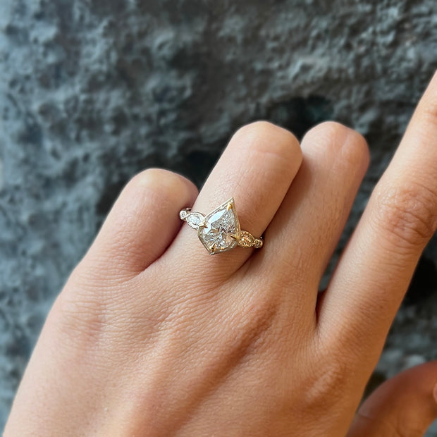 adel chefridi 18K white gold pear diamond engagement ring model