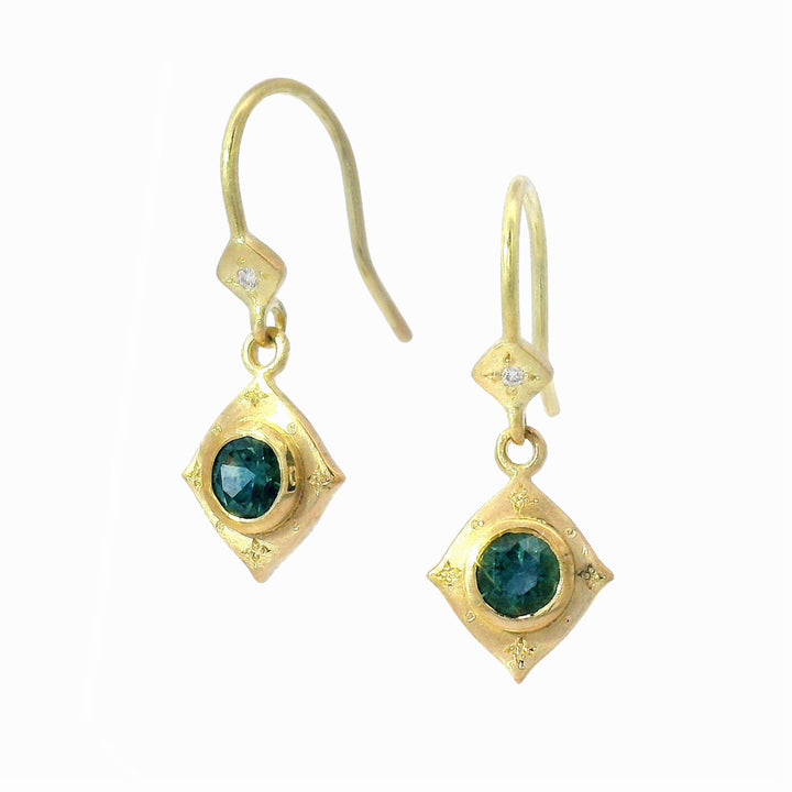Montana Sapphire & Diamond Yellow Gold Earrings - "Evening Wear"