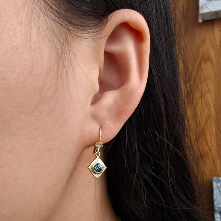 Montana Sapphire & Diamond Yellow Gold Earrings - "Evening Wear"