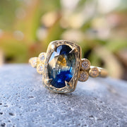 Bi-Color Montana Sapphire Engagement Ring - "Blue & Gold"