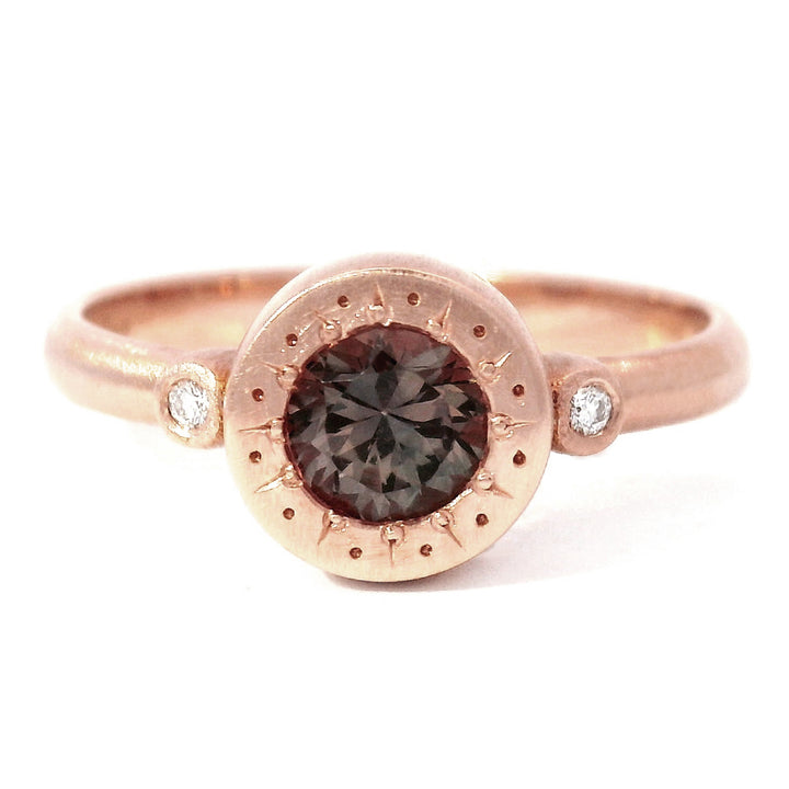 Rose Gold and Montana Sapphire Ring - "Shimmering Storm"