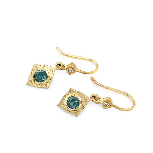 Montana Sapphire and Diamond Yellow Gold Earrings - "Evening Wear"