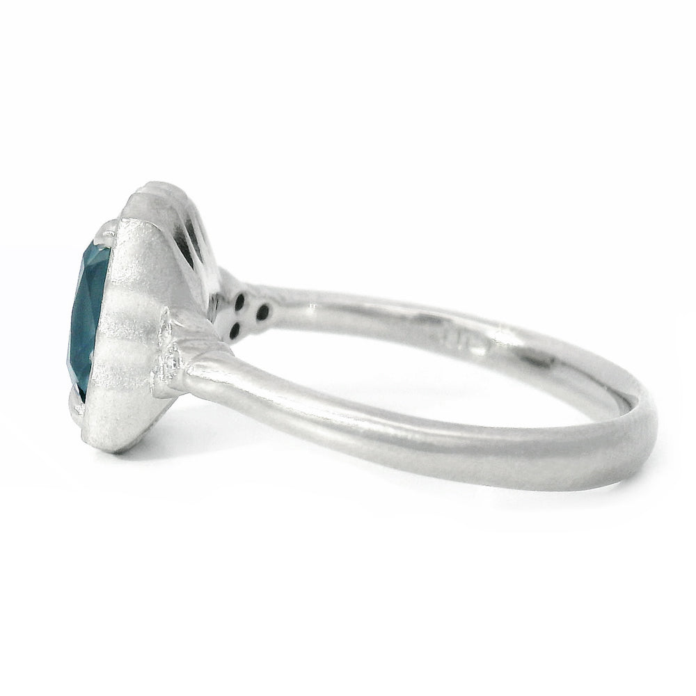 Blue Montana Sapphire & Diamond Ring - "Wavy Luna"