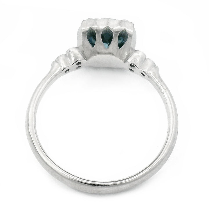 Blue Montana Sapphire & Diamond Ring - "Wavy Luna"