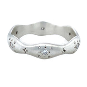 Sterling Silver Hand Etched Diamond Band- "Undulating Charm"