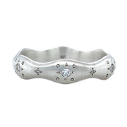 Sterling Silver Hand Etched Diamond Band- "Undulating Charm"