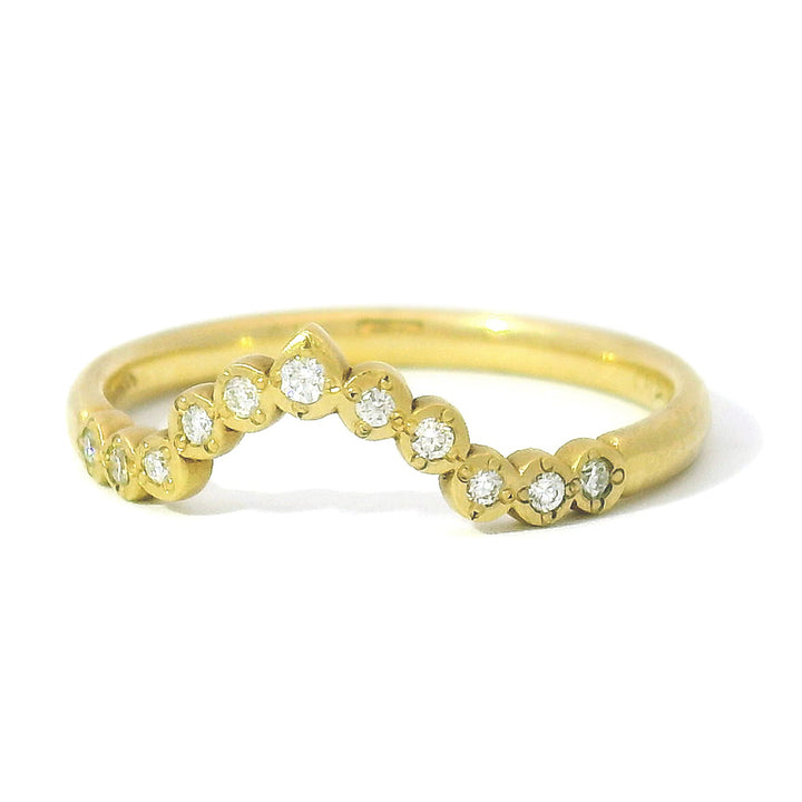 Diamond & Yellow Gold Nesting Band - "Pointed River Rocks"