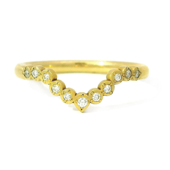 Diamond & Yellow Gold Nesting Band - "Pointed River Rocks"