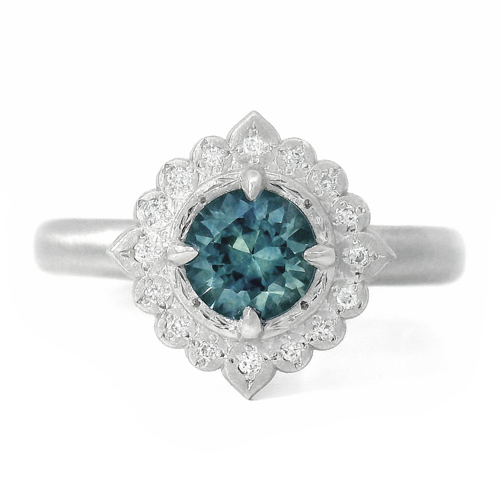 Montana Sapphire Platinum Ring "Flame"