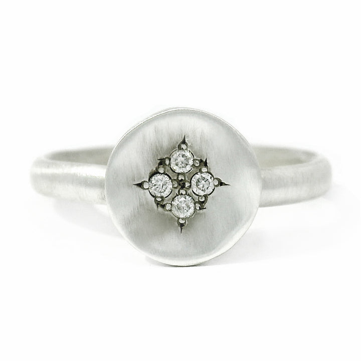 Sterling Silver & Diamond Ring - "Four Star Wave"