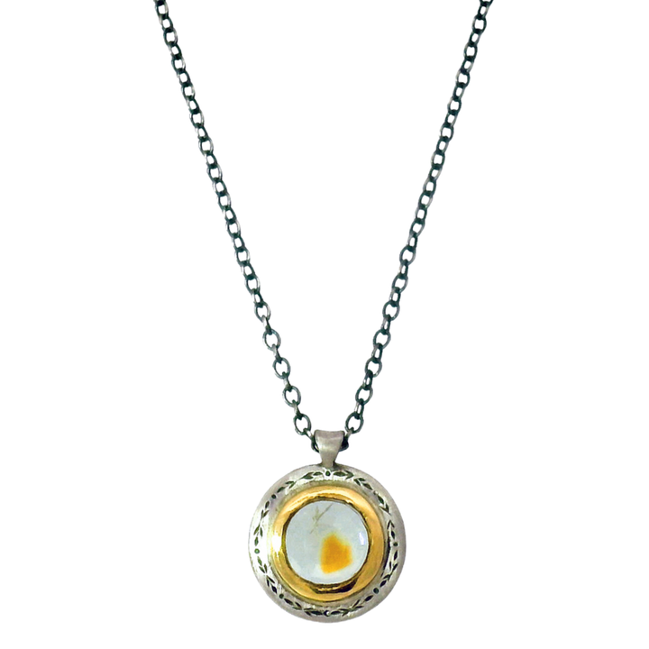 Montana Sapphire Two-Tone Gold & Silver Necklace - "Gilded Ember"