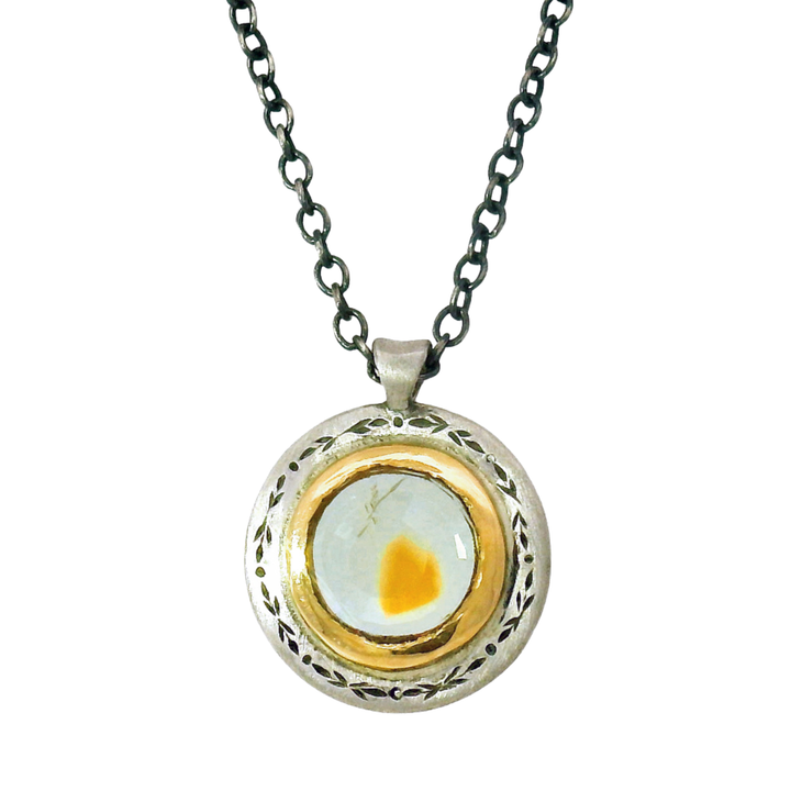 Montana Sapphire Two-Tone Gold & Silver Necklace - "Gilded Ember"