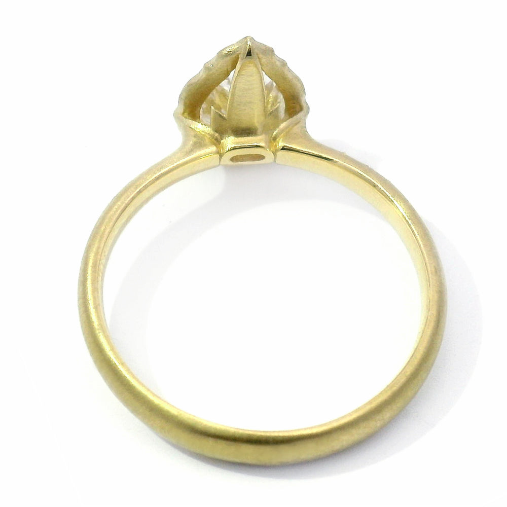 Pear-Shaped Diamond & Yellow Gold Ring - "Lotus Allure"