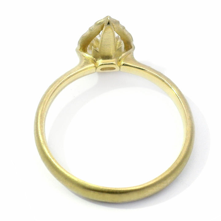 Pear-Shaped Diamond & Yellow Gold Ring - "Lotus Allure"