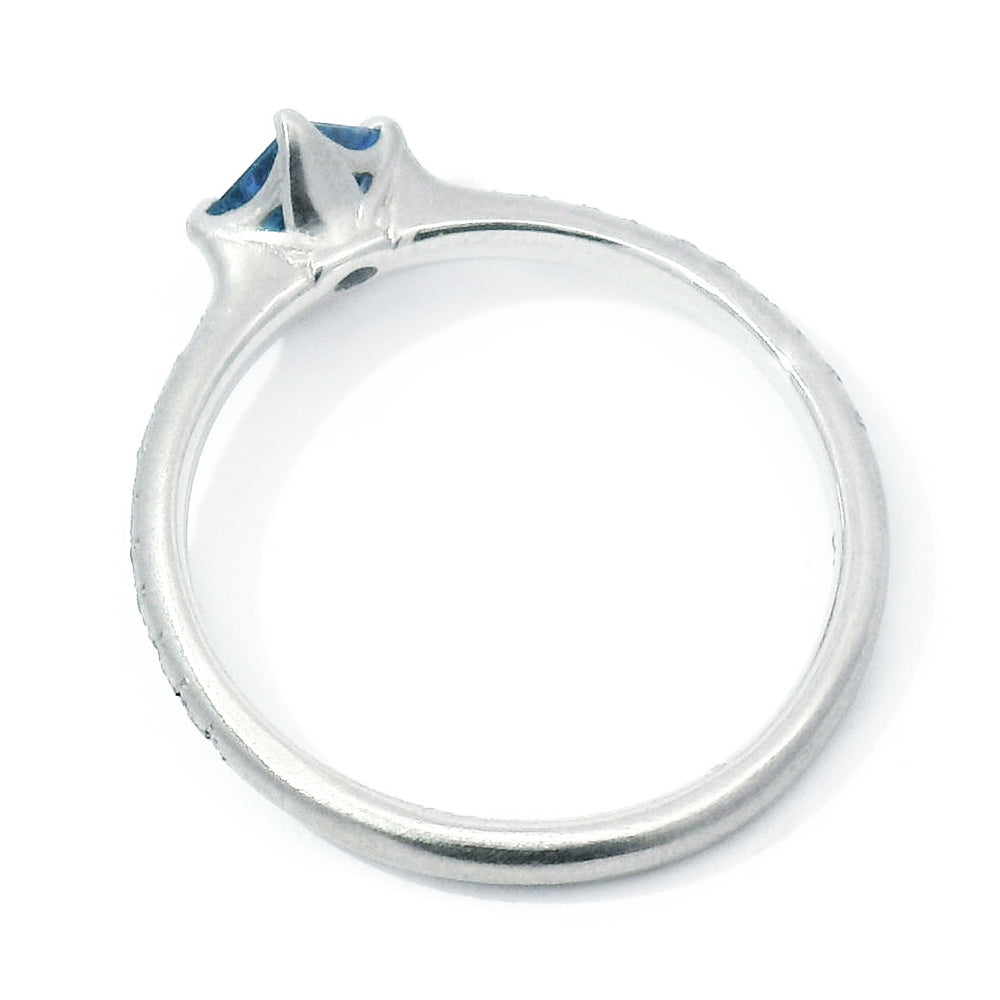 Princess-Cut Yogo Sapphire & Diamond Ring - "Winter Rosebud"