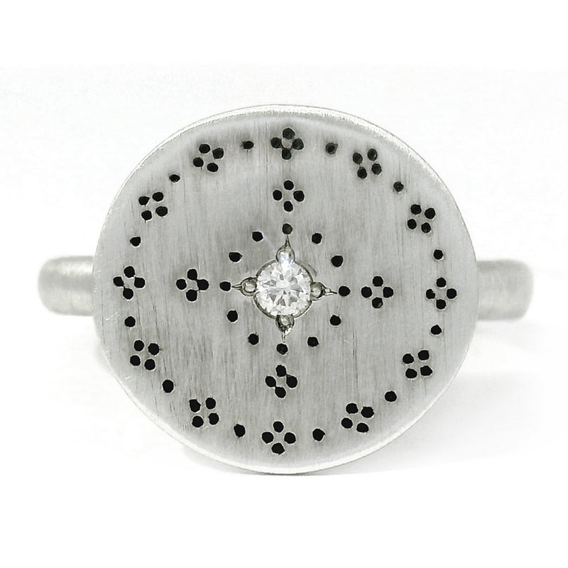 Sterling Silver & Diamond Motif Ring - "Nostalgia"