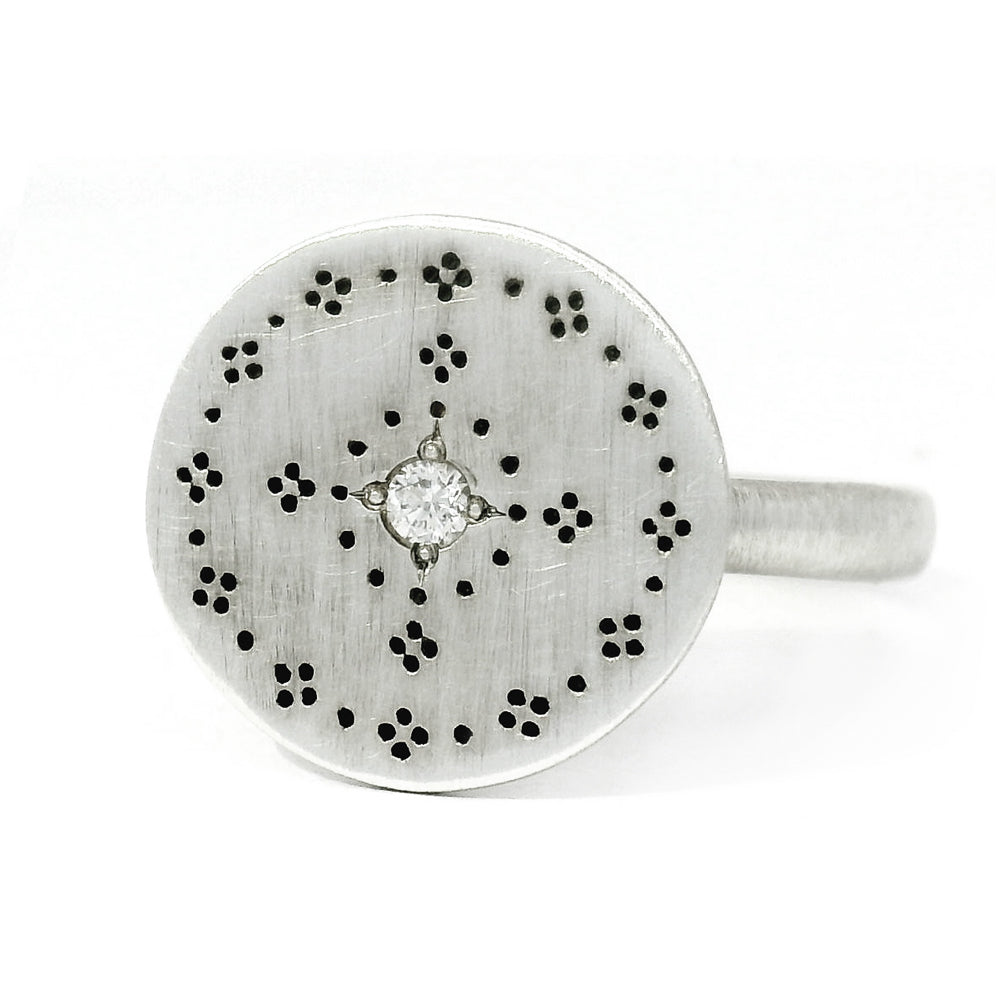 Sterling Silver & Diamond Motif Ring - "Nostalgia"