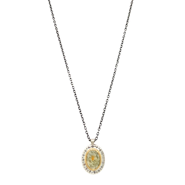 Montana Sapphire Two Tone Gold & Silver Necklace - "Chameleon"