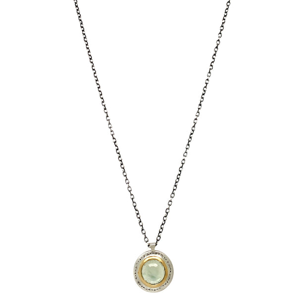 Montana Sapphire Two-Tone Gold & Silver Necklace - "Seafoam"