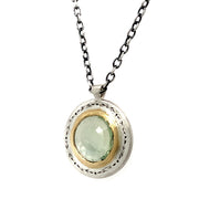 Montana Sapphire Two-Tone Gold & Silver Necklace - "Seafoam"