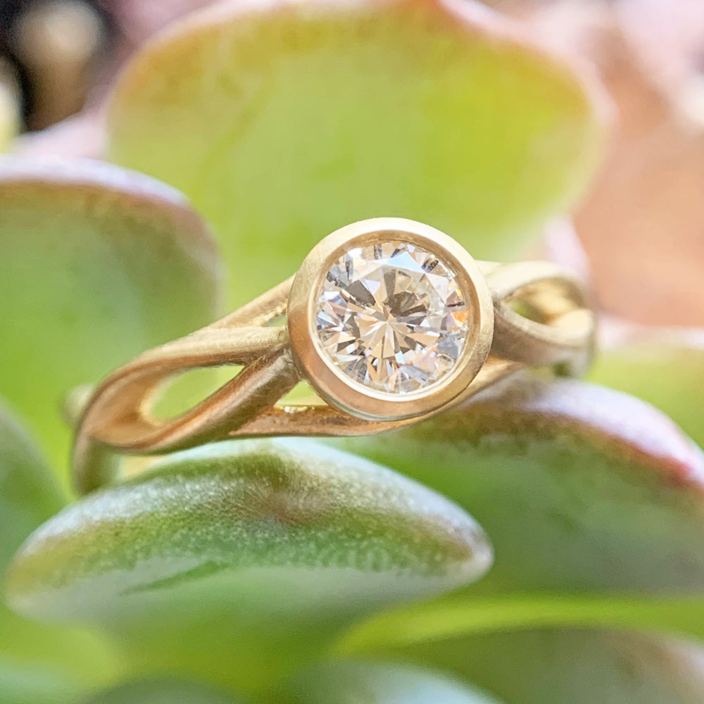 Yellow Gold Diamond Engagement Ring - "Summer Vines"