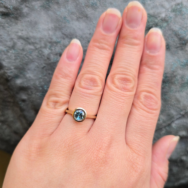 Montana Sapphire & Yellow Gold Solitaire Ring - "Ridgeline"