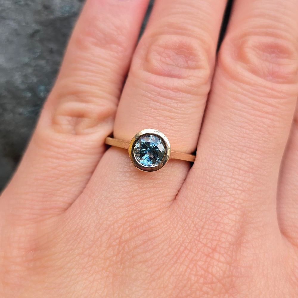 Montana Sapphire & Yellow Gold Solitaire Ring - "Ridgeline"