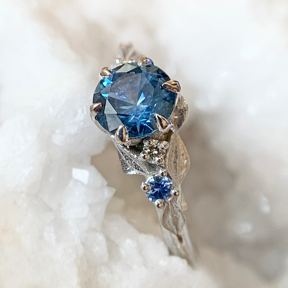 Montana Sapphire, Yogo Sapphire & Diamond Ring - "Larkspur"
