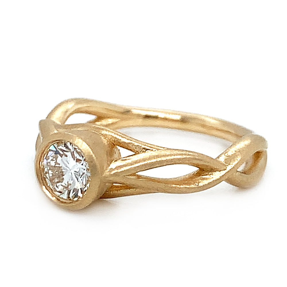 Yellow Gold Diamond Engagement Ring - "Summer Vines"
