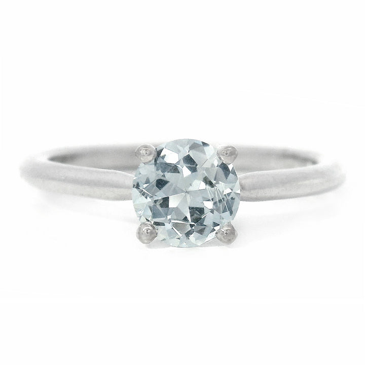 Montana Sapphire & White Gold Solitaire Ring - "Storm Castle"