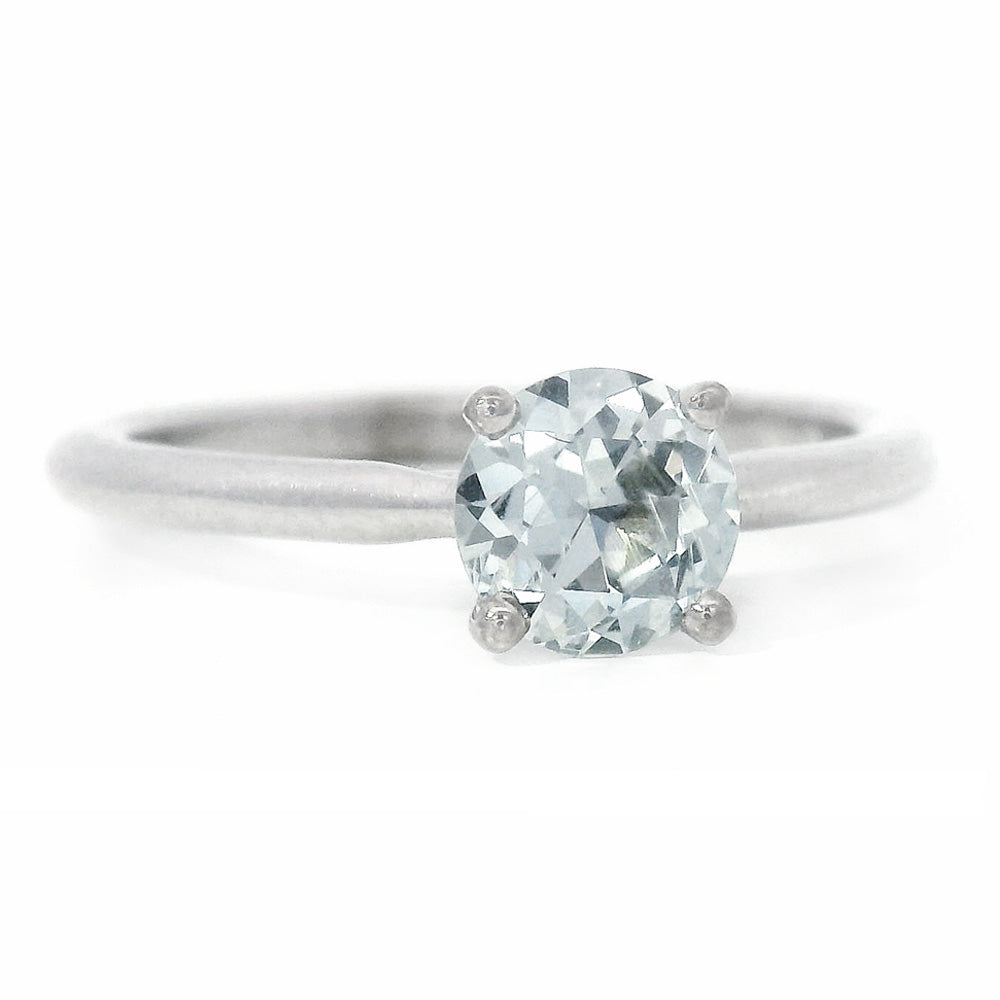 Montana Sapphire & White Gold Solitaire Ring - "Storm Castle"